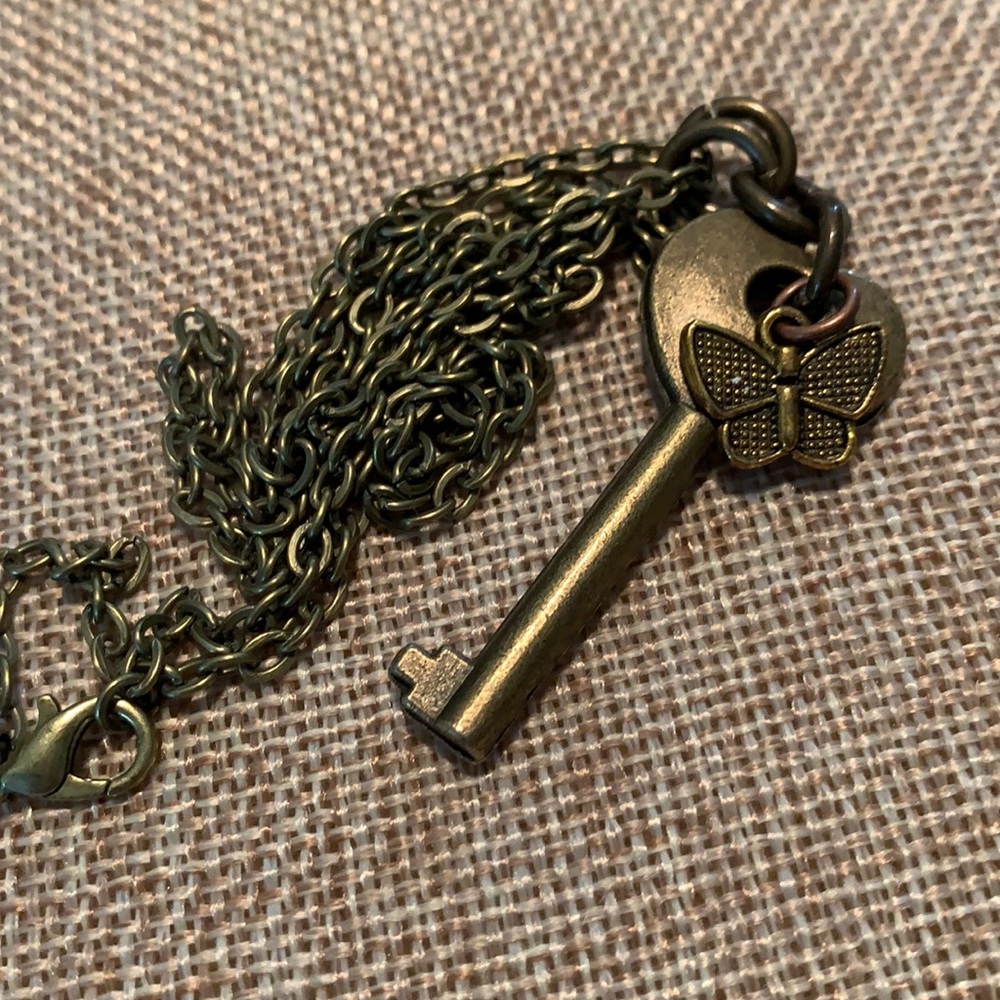 Butterfly Key Necklace 24” Chain Handmade